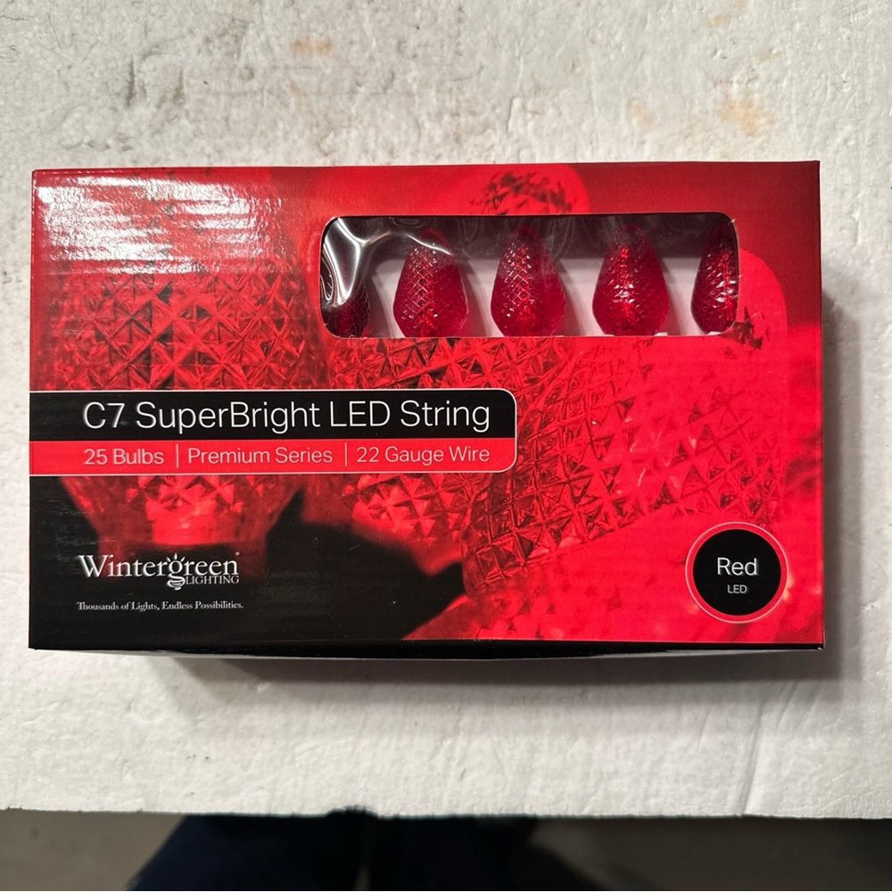 Wintergreen C7 Super Bright Red LED String Lights